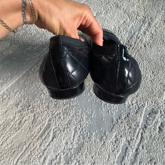 Stuart Weitzman Cap Toe black Ballet Flats leather Quilted Stretch 9.5 - Picture 12 of 14